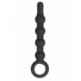 Чёрный анальный стимулятор No.59 Dildo With Metal Ring - 22,5 см.