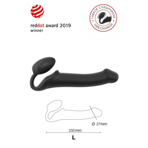 Черный безремневой страпон Silicone Bendable Strap-On L